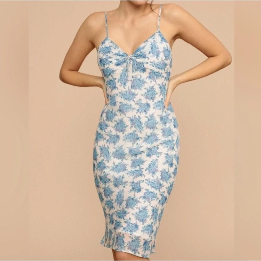 NWT Rouje Paris Manuela Dress Floral Mediterranee Azur Blue Size 40 / US 8